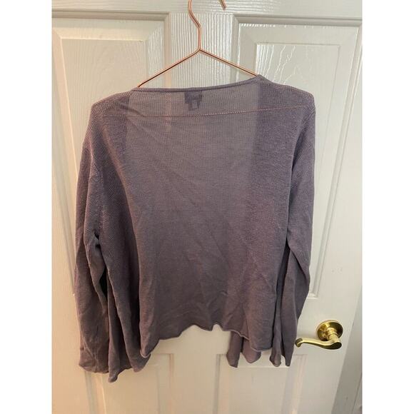 Eileen Fisher Purple Linen Open Front Cardigan Sweater Size Medium - Picture 3 of 4